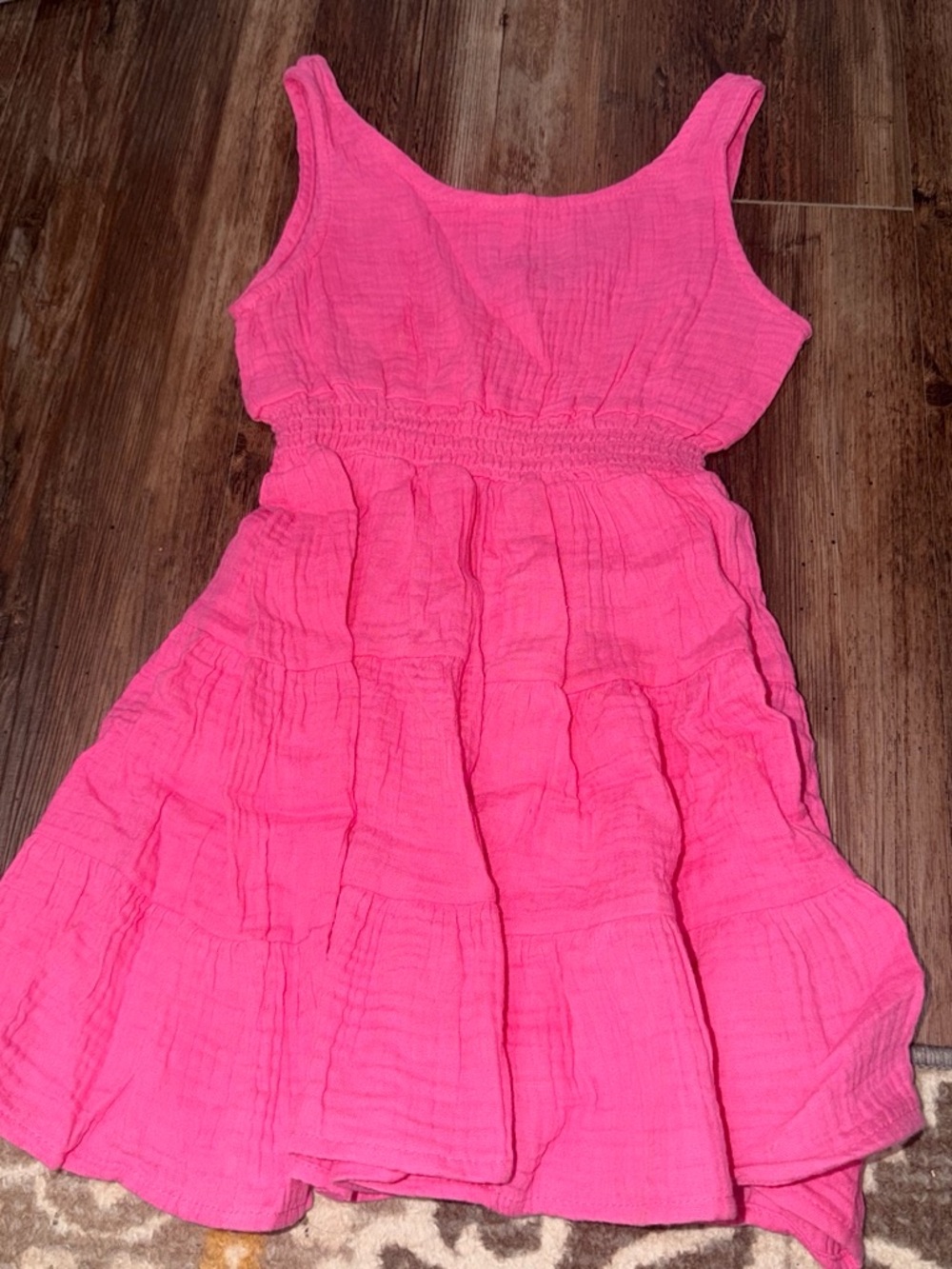 BearPaw Hot Pink Tiered Cotton Sundress